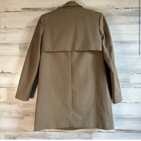 🍁 J. ING Contemporary Belted Blazer Jacket Trench Coat Relaxed Fit Tan XS - Picture 3 of 12